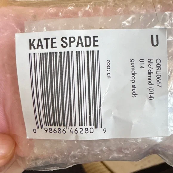 Kate Spade Gumdrop Stud Earrings Black Crystal NWT - Picture 4 of 5